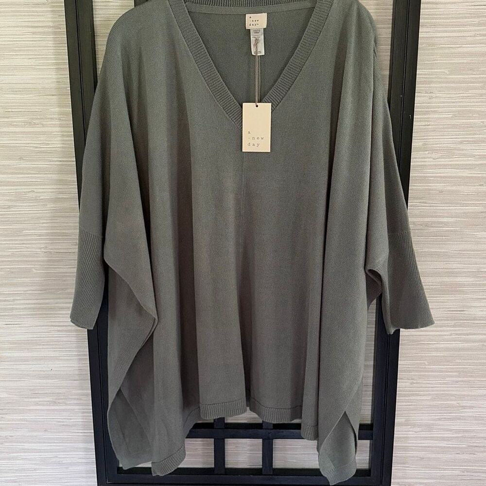 NWT A New Day oversized sage, green sweater with side slits size one size
